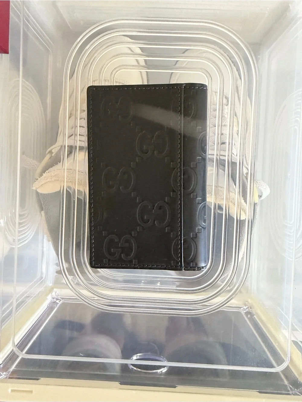 Gucci Black Embossed GG Leather Card & Key Holder